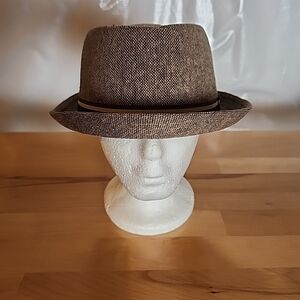D&Y Fedora Hat Men's O/S Brown Wool Blend Trilby Classic Preppy Grandpa